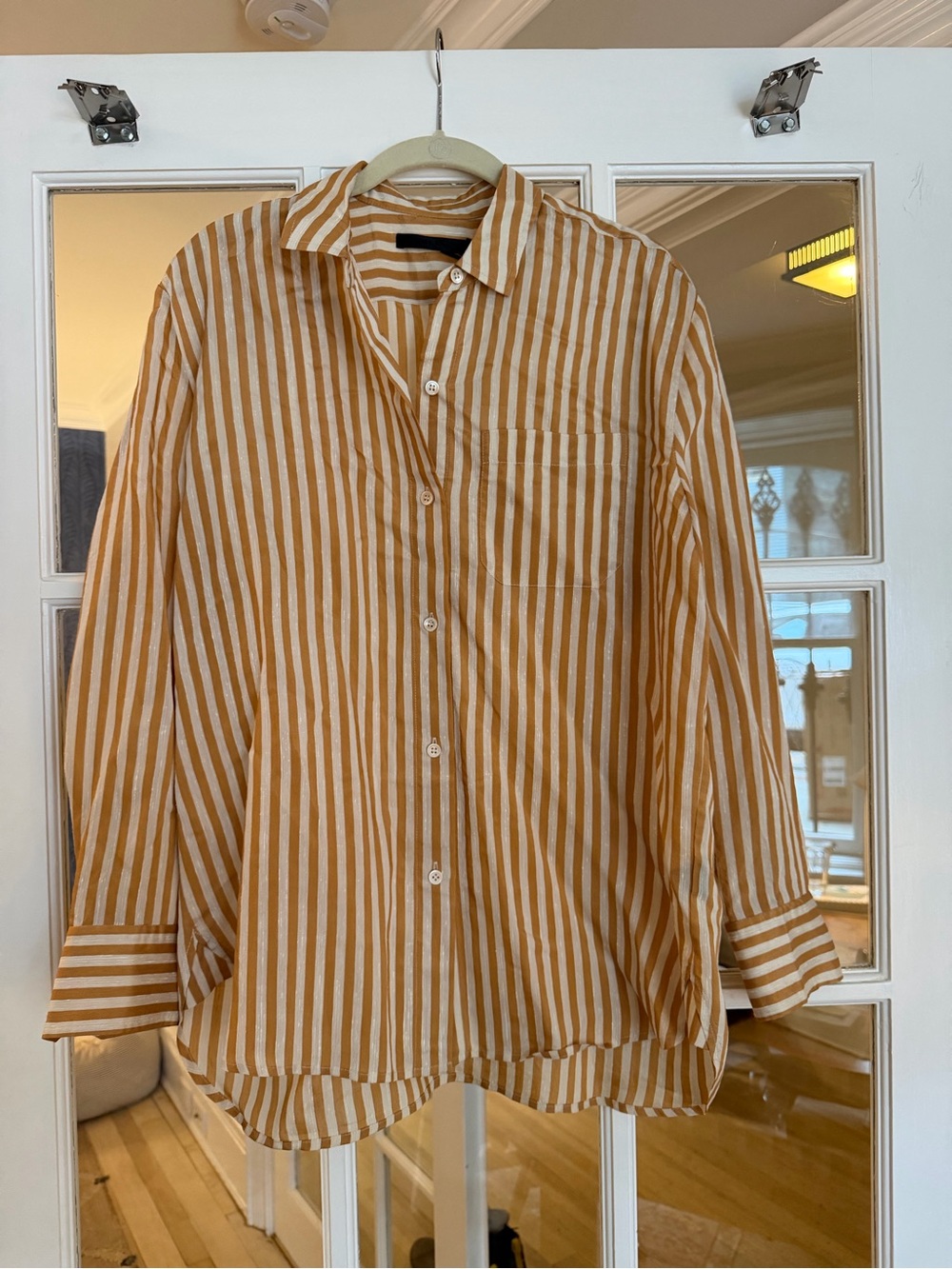 Jenni Kayne Mustard & White Vertical Stripe Button-Down Shirt